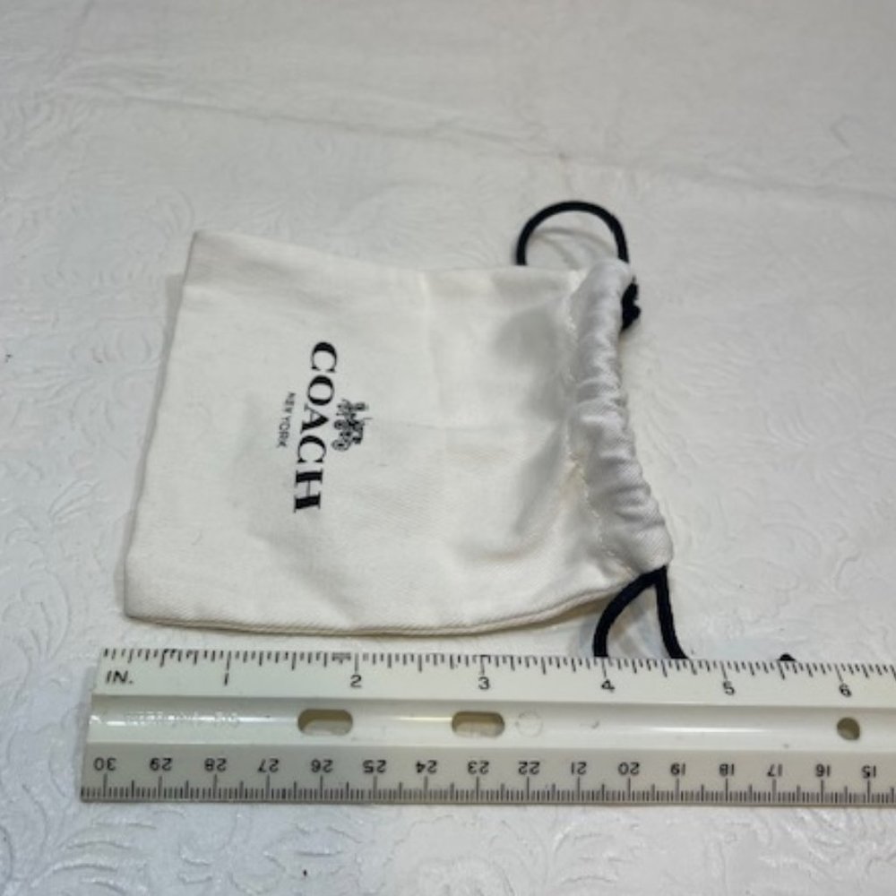 COACH Designer Mini Jewelry Cotton Drawstring Bag White 4.5"x5" - Picture 6 of 6